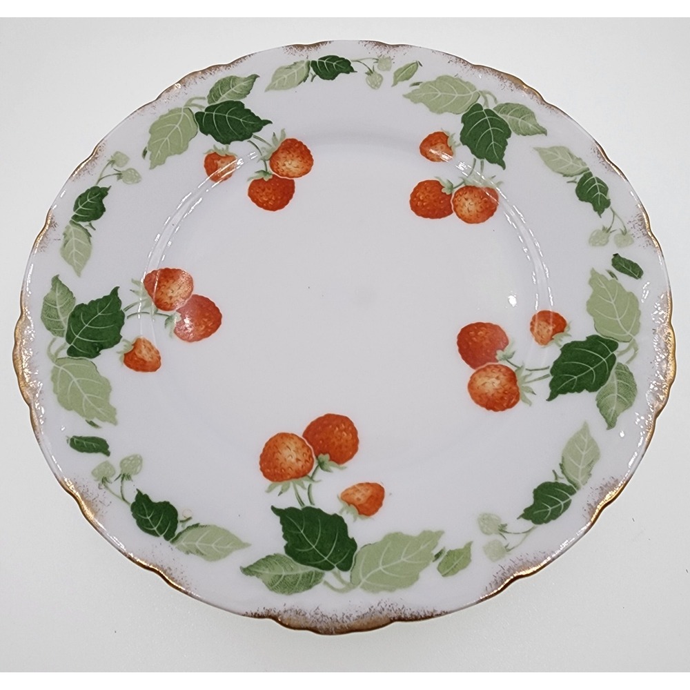 Antique 1905-08 Thomas & Ens Louvre Bavaria Strawberry Plate 8.25" Gold Rim